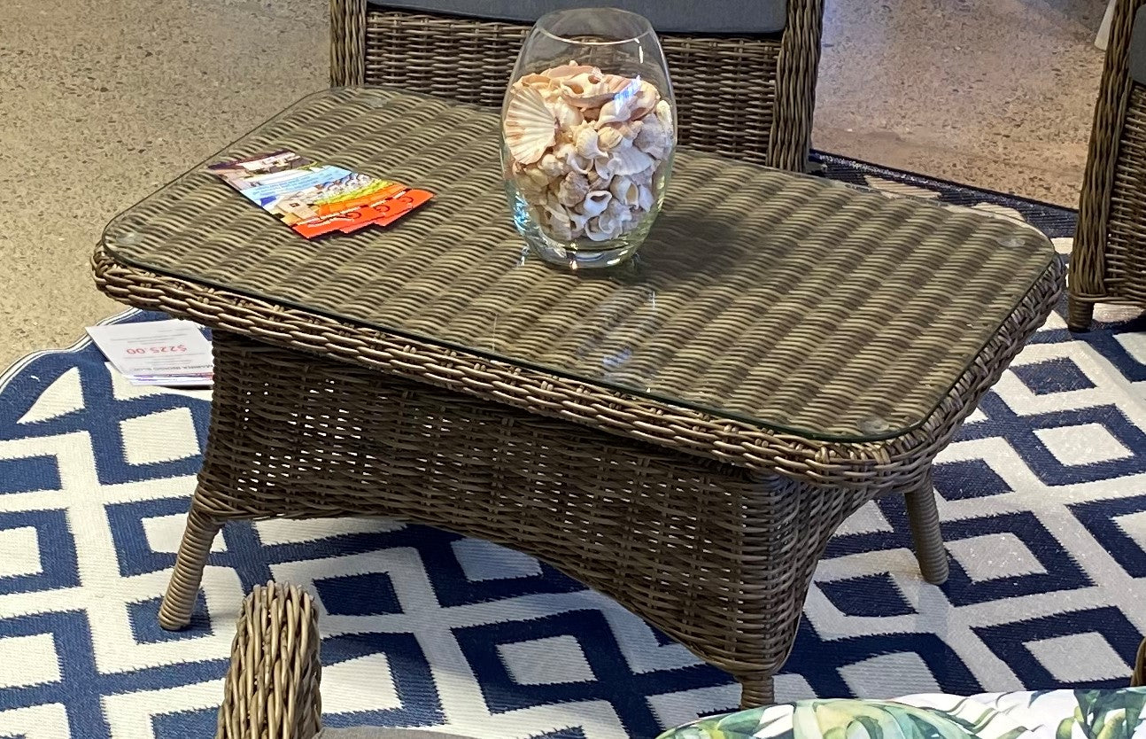 Roma Rattan Coffee Table with Glass top – LOUNGE AROUND